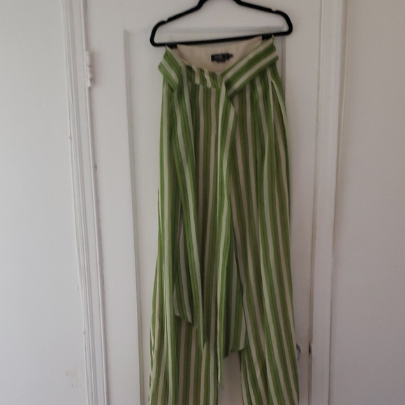 Patbo Green Striped Women's Pants - Picture 1 of 6